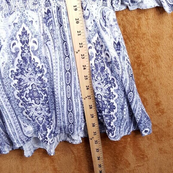 ALICE OLIVIA Womens Dress Size 0 Blue Pullover Mini Cold Shoulder Palace Paisley - Picture 8 of 9